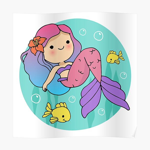 "Cute Mermaid Hand Drawn" Poster for Sale by della95 Redbubble