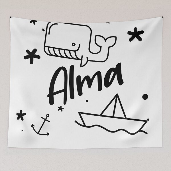 Item preview, Alma - cute name motif with whale, anchor and boat for girls designed and sold by khoaitay-Shirts.