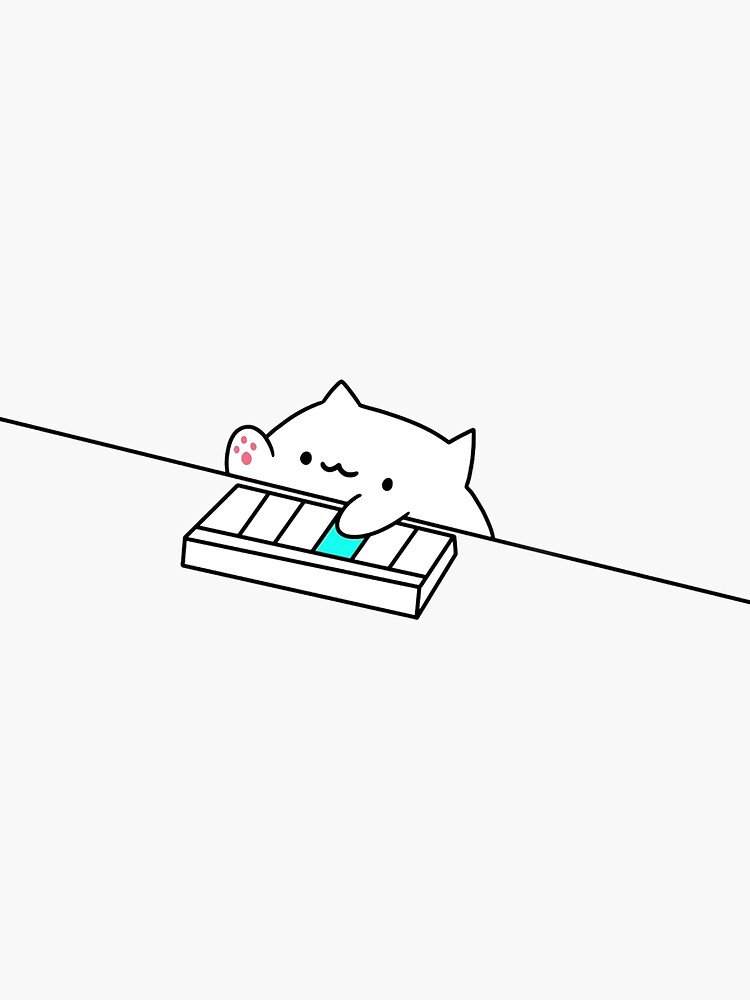 Pegatina «Bongo cat keyboard piano Cute cat meme» de TheLittleCloud