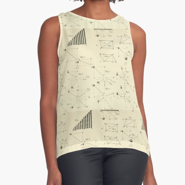 Isaac Newton Math/Science diagrams vintage book page Sleeveless Top