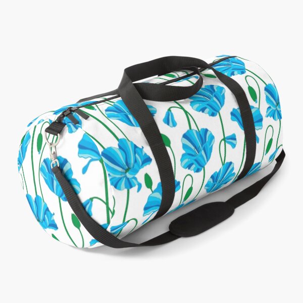 Item preview, Blue poppy flowers and buds pattern on white background. designed and sold by The Pattern Mill.
