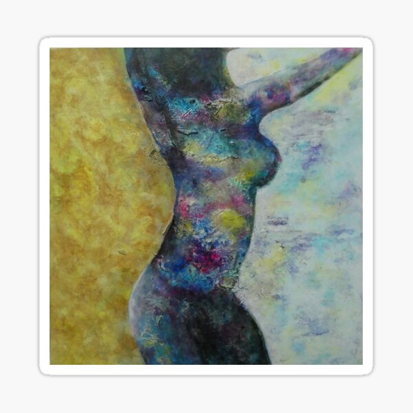 Natural woman in colors painting Sticker