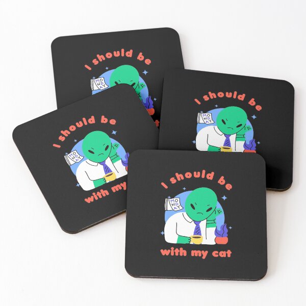 Item preview, I Should Be With My Cat – Alien Drinking Coffee And Missing Its Kitty On Monday designed and sold by The Green Corner.