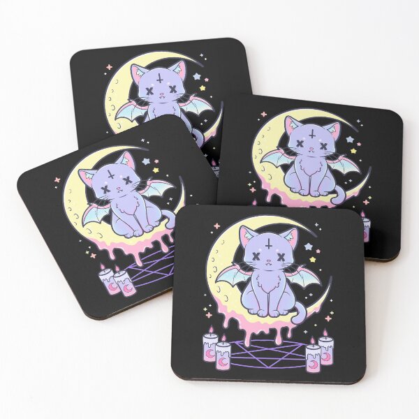 Item preview, Kawaii Pastel Goth Cute Creepy Occult Cat designed and sold by cchiaw.