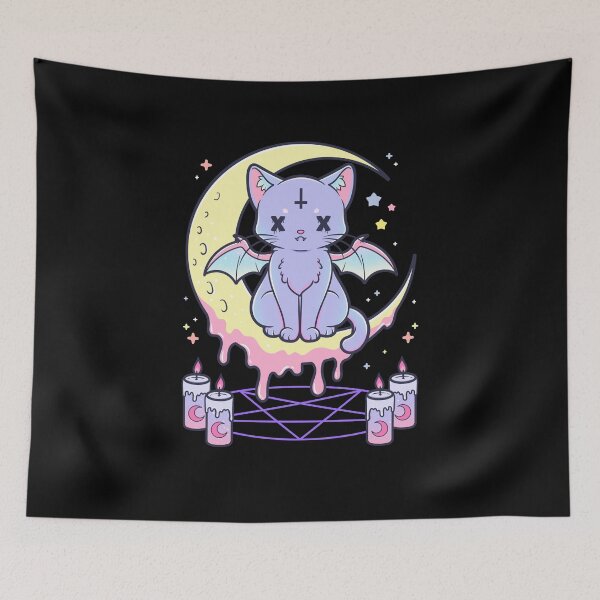 Item preview, Kawaii Pastel Goth Cute Creepy Occult Cat designed and sold by cchiaw.