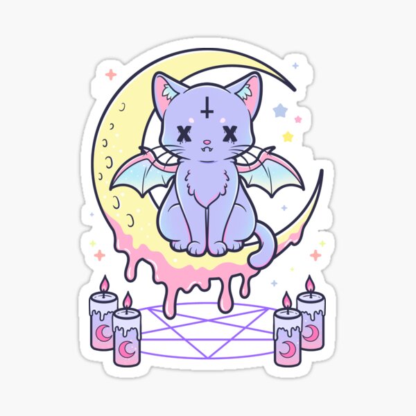 Pastel Goth Witchy Cat Sticker #1