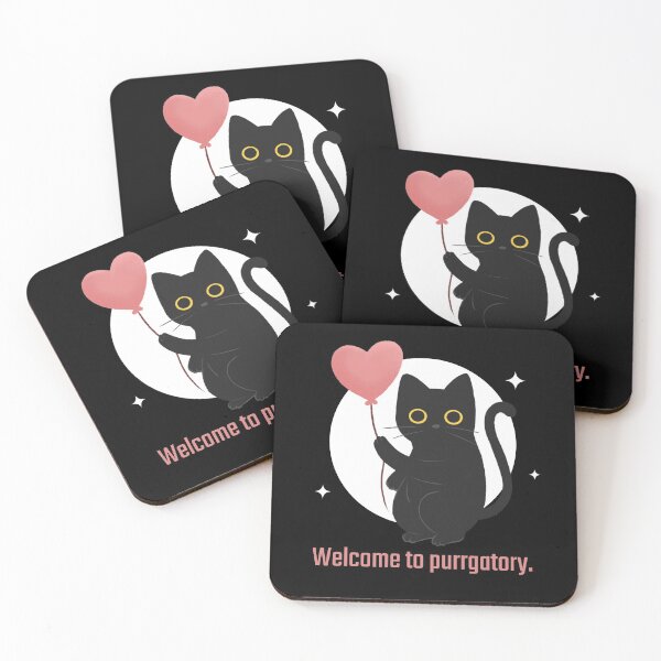 Artikelvorschau, Willkommen im Purrgatory - Süße schwarze Katze mit herzförmigem Ballon entworfen und verkauft von aurielphoenix.