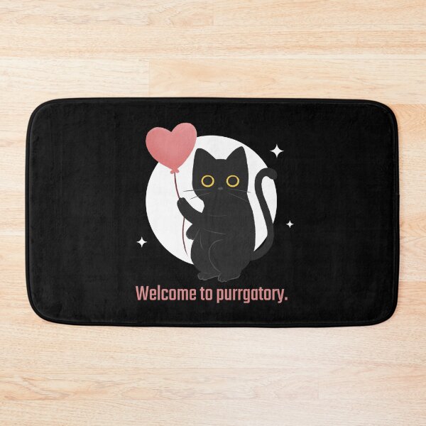 Artikelvorschau, Willkommen im Purrgatory - Süße schwarze Katze mit herzförmigem Ballon entworfen und verkauft von aurielphoenix.
