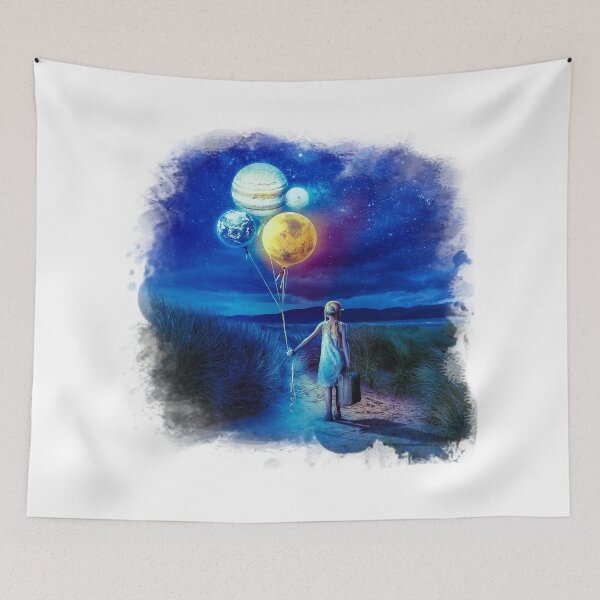 Item preview, Girl with Planet Balloons designed and sold by NERDDZ.