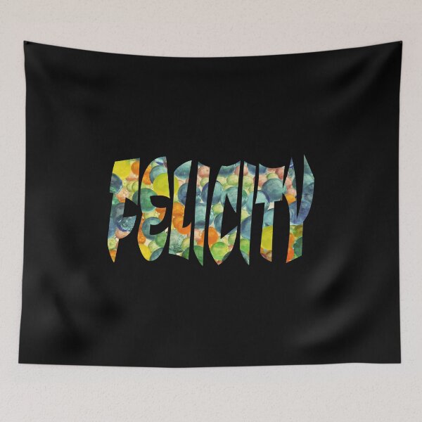 Item preview, Felicity name design colourful on black background designed and sold by Areashor.