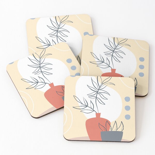 Item preview, Eucalyptus Branch Abstract Tropical Boho Minimalist Art with warm earthy tones and pastel colors solid soft shapes  #1 designed and sold by Eldoradoo.