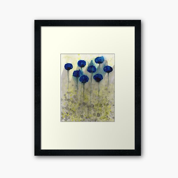 Item preview, Foggy Day Flowers - Blue Grey Yellow Flowers designed and sold by PopwheelArt.