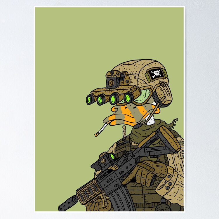 special forces duck. army soldier.  Sticker