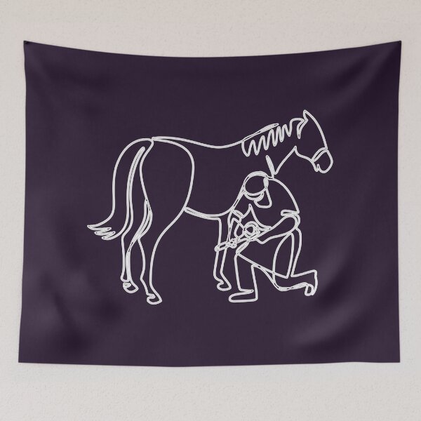 Item preview, The Horse And The Farrier Loving Bond Line Art designed and sold by RadhaWords.