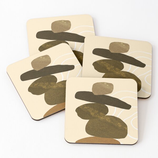 Item preview,  Stone balance meditation Abstract Watercolor Minimalist Art with warm earthy tones Terracotta colors solid and soft gradient shapes designed and sold by Eldoradoo.