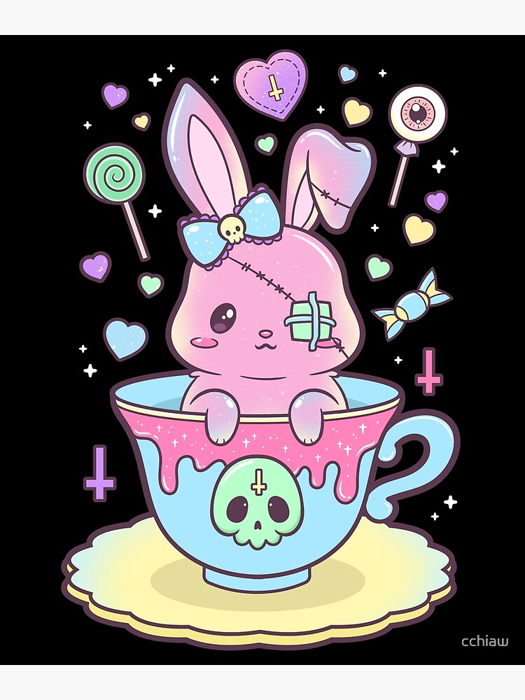 "Kawaii Pastel Goth Cute Creepy Occult Rabbit" Poster for Sale by