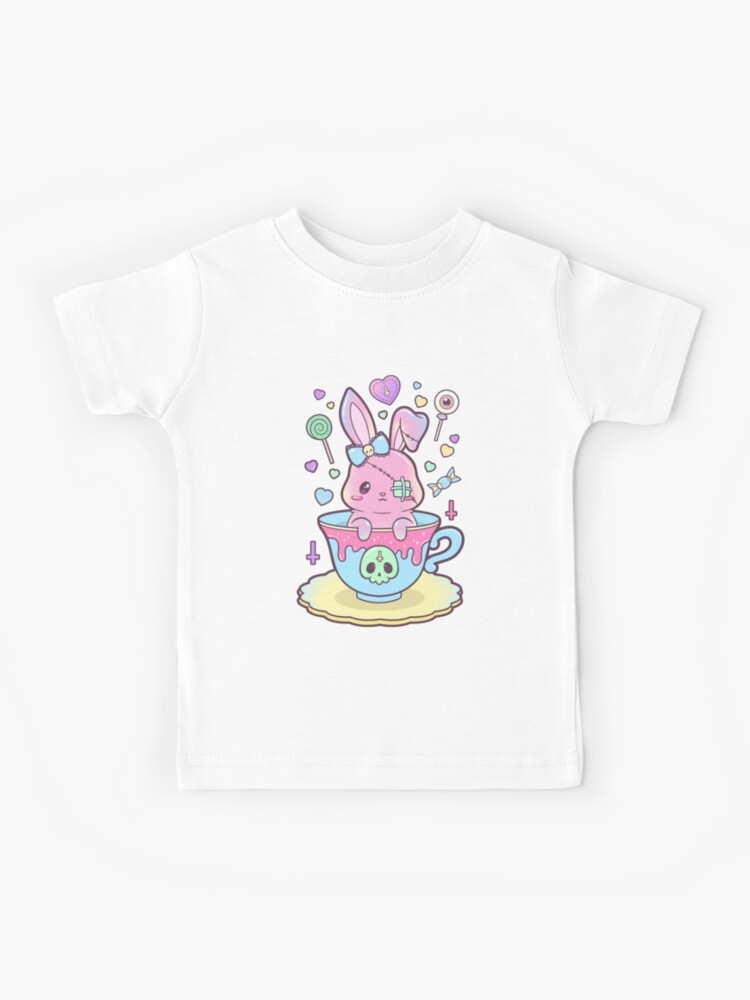 Kawaii Pastel Goth Cute Creepy Bunny In Teacup Drawstring Bag