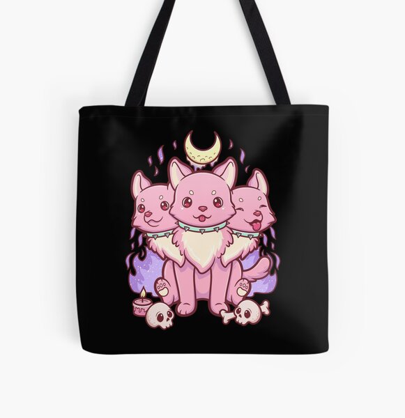 Pastel Goth Pink Bats Tote Bag Aesthetic Fashion Side 