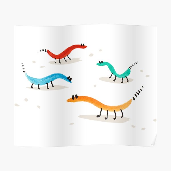 WURMTIERE handgemalt, Aquarell Poster