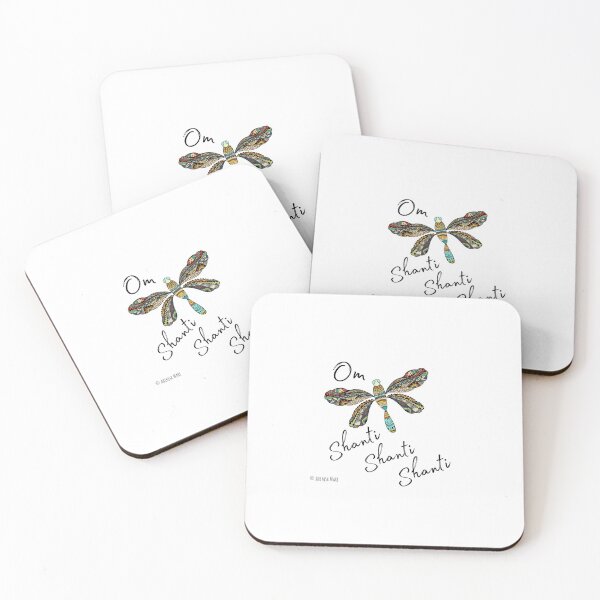 Item preview, Om Shanti, Shanti, Shanti, Dragonfly Yoga Gift Yogi Gift Mantra designed and sold by anamcaracat.