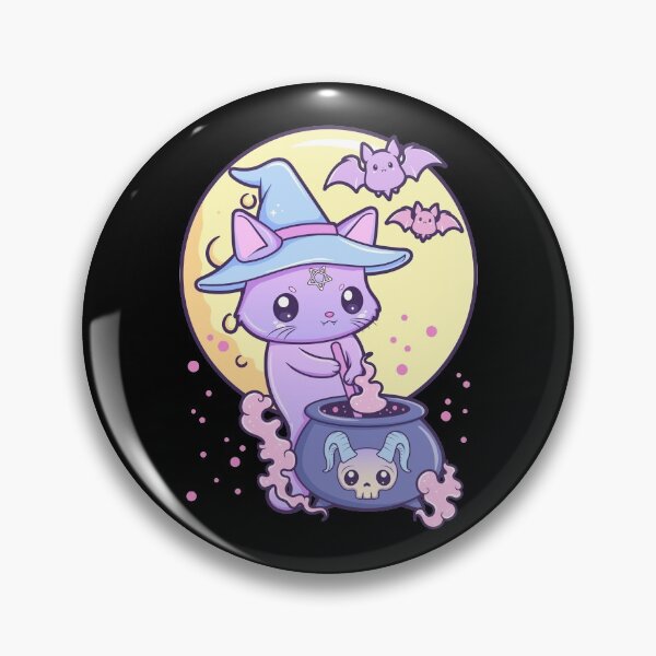 Item preview, Kawaii Pastel Goth Cute Creepy Occult Witch Cat designed and sold by cchiaw.