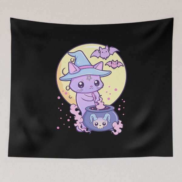 Item preview, Kawaii Pastel Goth Cute Creepy Occult Witch Cat designed and sold by cchiaw.