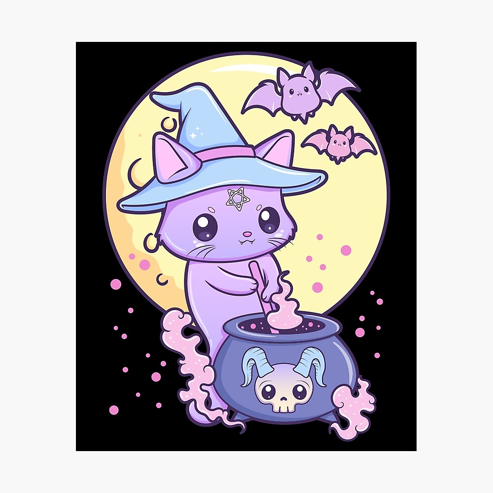 Kawaii Pastel Goth Cute Creepy Occult Witch Cat