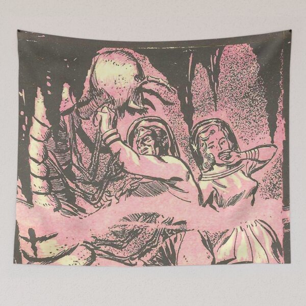 Item preview, Monstrous alien death worm atack Vintage illustration designed and sold by Vintage Designs +.