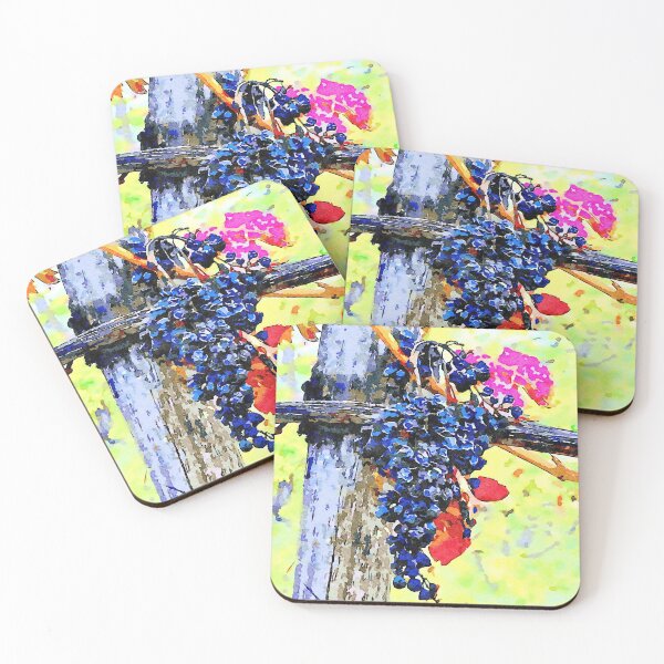 Item preview, Hortus Conclusus: bunch of black grapes with red leaves designed and sold by Giuseppe Cocco.