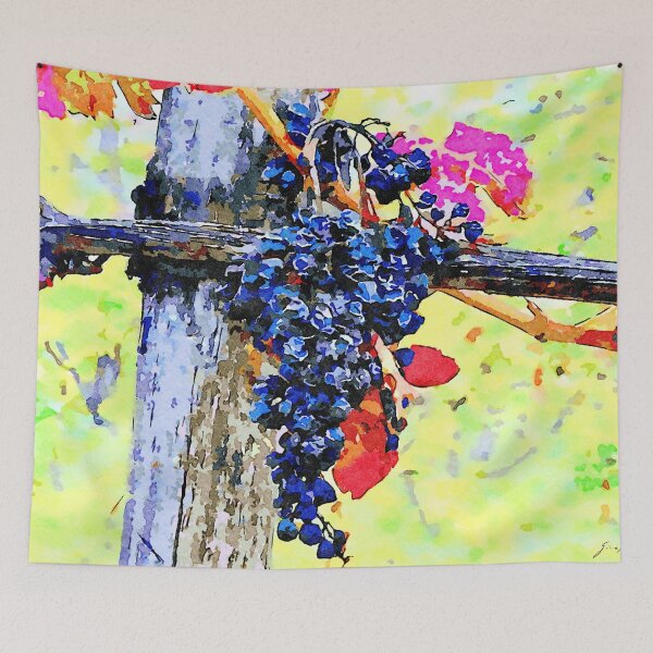 Item preview, Hortus Conclusus: bunch of black grapes with red leaves designed and sold by Giuseppe Cocco.
