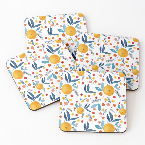 Item preview, Abstract Orange & Blue Florals designed and sold by MinaP.