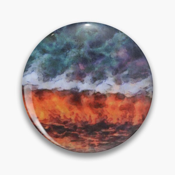 Item preview, Watercolor clouded sunset  landscape  in French impressionists style ( blue, orange and pink) designed and sold by AnnaMelekhina.