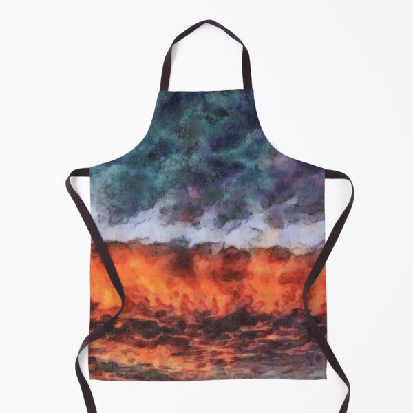 Item preview, Watercolor clouded sunset landscape in French impressionists style ( blue, orange and pink) designed and sold by AnnaMelekhina.