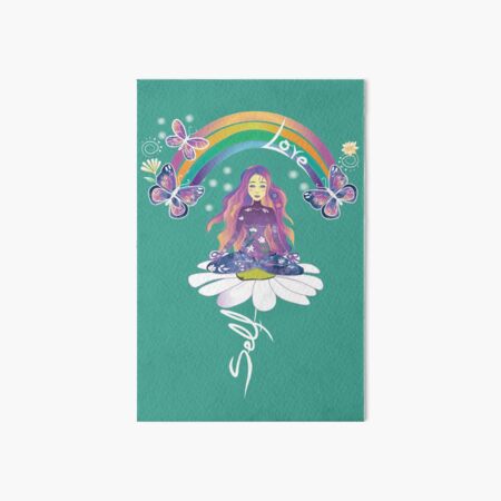 Self Love Daisy Floral Meditation Zen Spiritual Goddess Butterflies Art Board Print