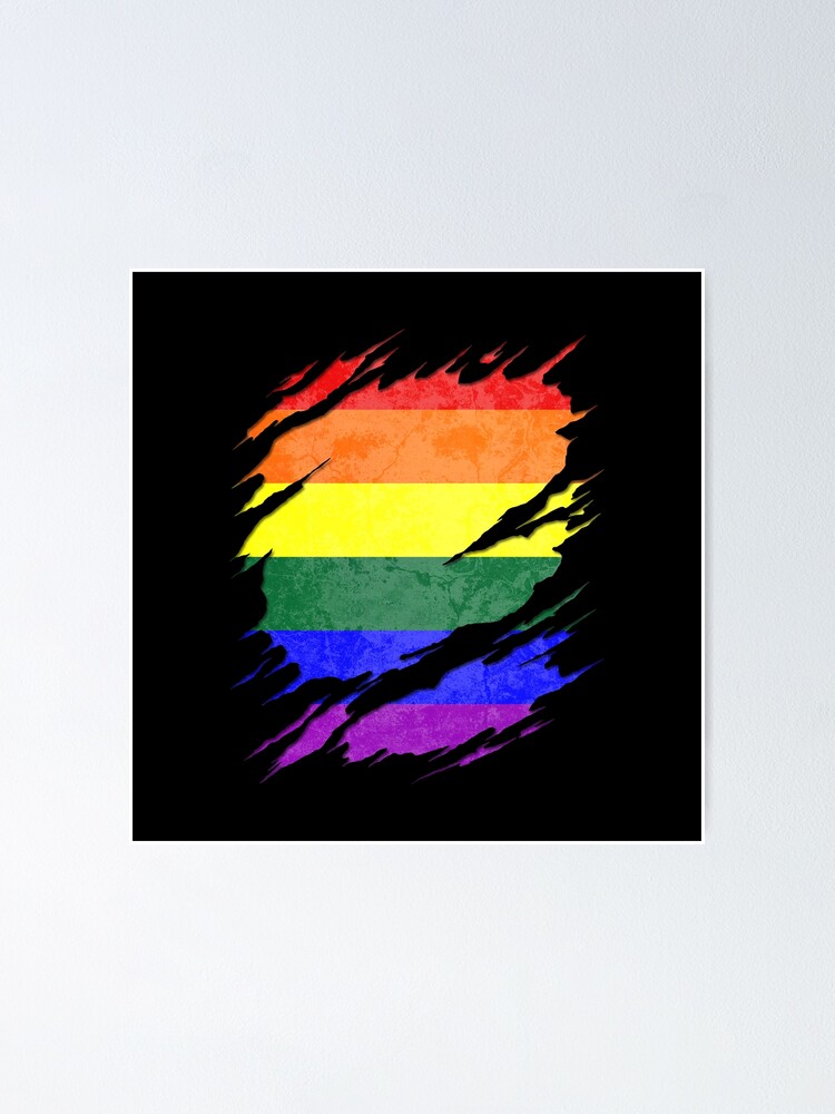 Lgbtq Pride Flag Ripped Reveal Poster For Sale By Valador Redbubble 5446