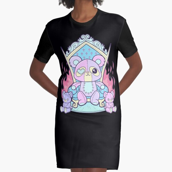 Kawaii Pastel Goth Cute Creepy Unicorn Graphic T-Shirt Dress for