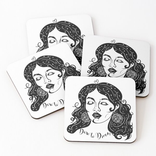 Item preview, Dare To Dream Black Pen Ink Artwork Woman Close Eyes Goddess Dreamer designed and sold by Jeremnis.