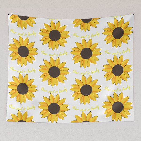Item preview, Sunkissed Yellow Orange floating sunflower head with daily positive affirmation quote - yellow typography designed and sold by Deegital18.