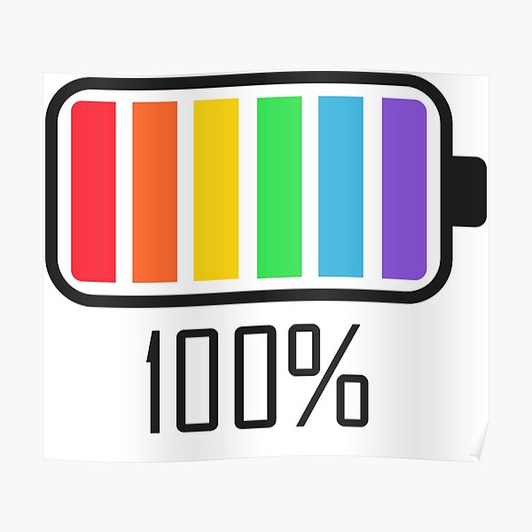 "Full battery rainbow colors" Poster by elgreko Redbubble