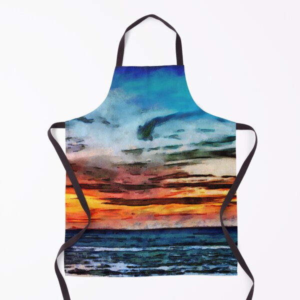 Item preview, Watercolor clouded sunset landscape in French impressionists style ( blue, orange and pink) designed and sold by AnnaMelekhina.