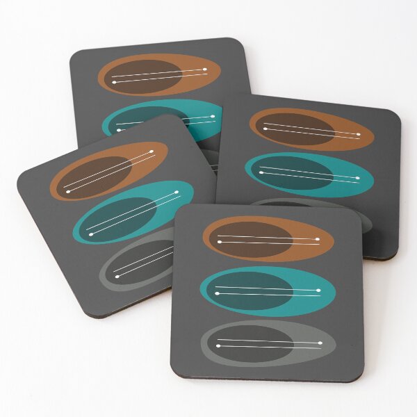 Item preview, Brown, Teal and Gray Mid Century Modern Shapes designed and sold by RetroTrend.