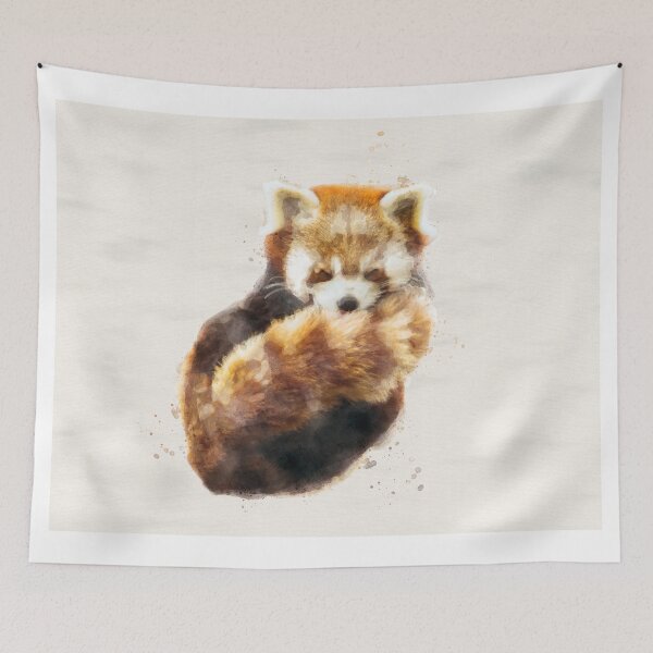 Item preview, Sleeping red panda in water colours designed and sold by felinefeelings.