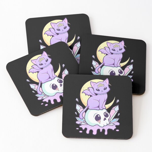 Item preview, Kawaii Pastel Goth Cute Creepy Occult Cat And Skull designed and sold by cchiaw.