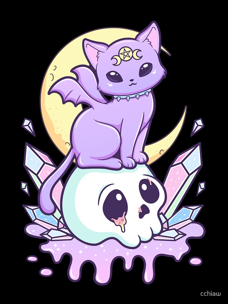 Kawaii Pastel Goth Cute Creepy Grim Reaper Cat Tote India