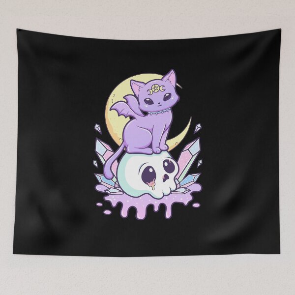 Item preview, Kawaii Pastel Goth Cute Creepy Occult Cat And Skull designed and sold by cchiaw.