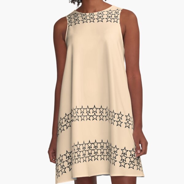 Black Stars peach background A-Line Dress