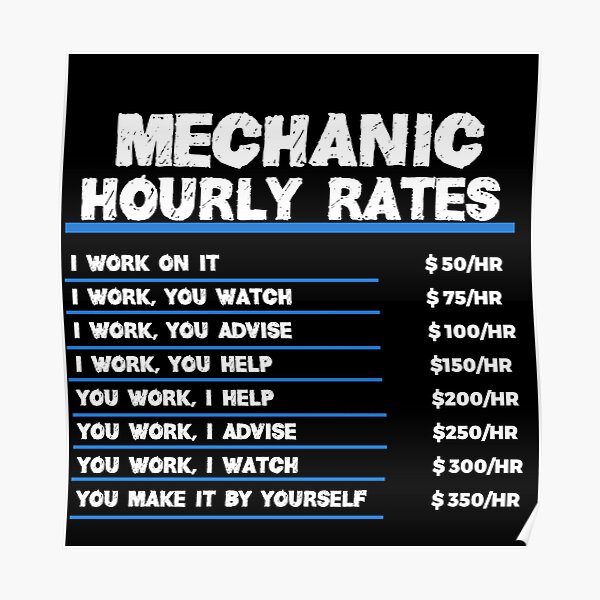 "Mechanic Hourly Rates" Poster by TeesYouWant Redbubble