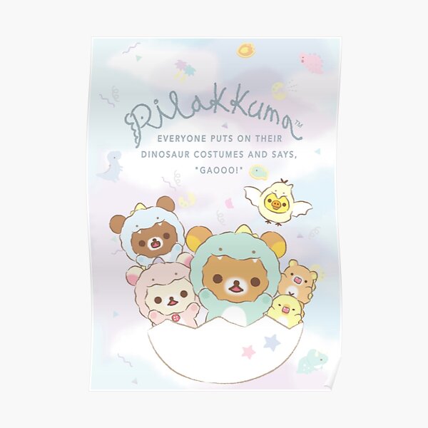 Rilakkuma and friend on their dinosaur customes Poster