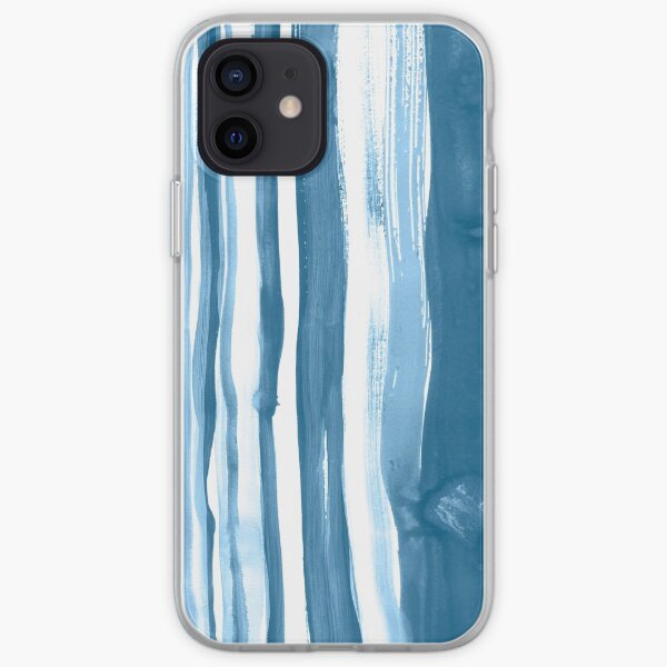 Brushed Indigo Blue Watercolor Stripes iPhone Soft Case