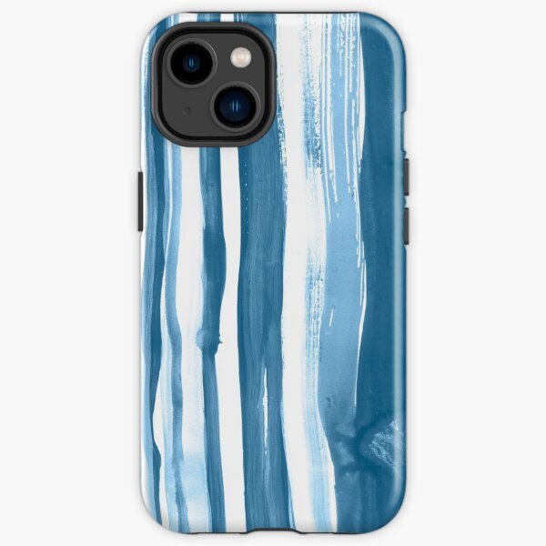 Brushed Indigo Blue Watercolor Stripes iPhone Tough Case